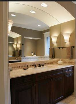 curved mirror design bathroom